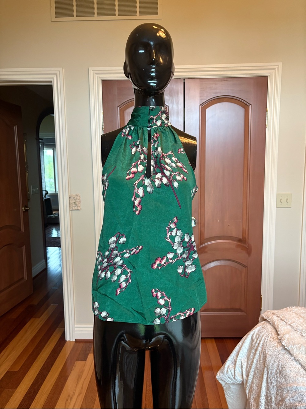Lavender Brown Green Floral Halter Top